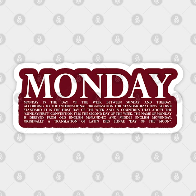 Monday white Sticker by Aspita